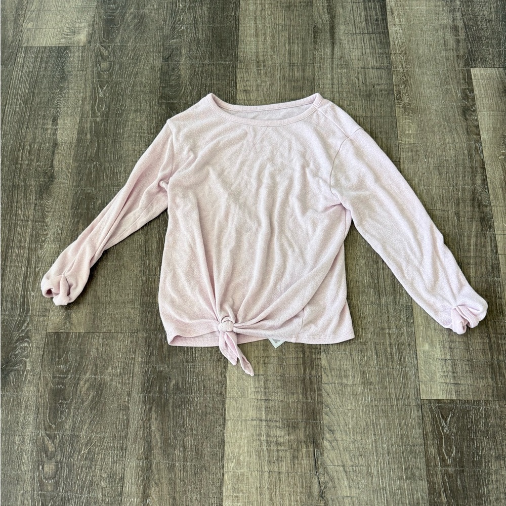 Old Navy Pale Pink Front-Tie Long Sleeve Top
